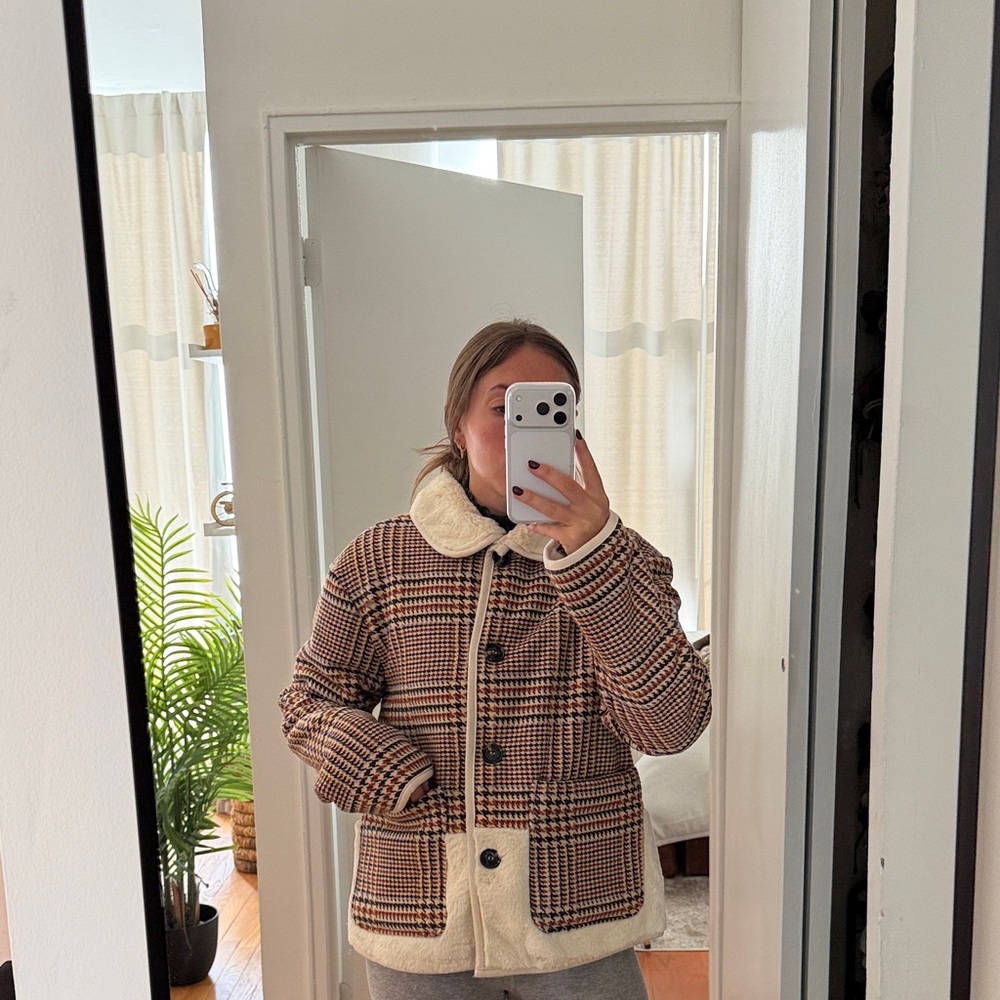 Plaid Women's Jacket with Cream Accents